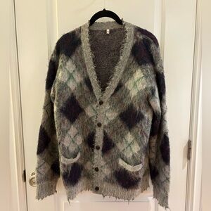 R13 Oversized Wool/Mohair Plaid Cardigan